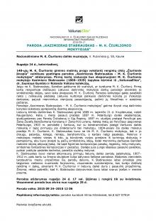 Paroda „Kazimieras Stabrauskas – M. K. Čiurlionio mokytojas“, 2015 m. rugsėjo 24 d. – gruodžio 6 d.